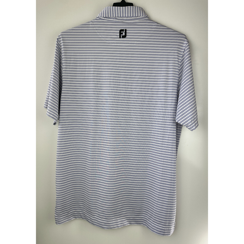 Bundle Lot of 2 Footjoy Men's Golf Polo Shirts Size Large Pinstripe Blue White - Picture 13 of 16